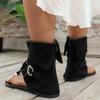 Fashion New Round Toe Clip Toe Sexy Rear Zipper Beach Shoes In Summer Stylish Comfortable Solid Color Non-slip Exposed Toe Flat Sandals