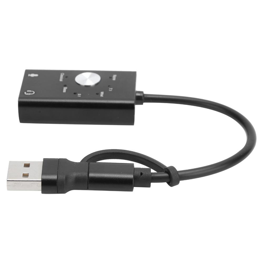 7.1/5.1 Surround Channel TypeC to Audio Sound Card USB Audio Adapter Desktop Computer