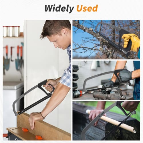 BOOSDEN Hacksaw, 395cm, for Woodworking and Metalworking, Includes 4 Replacement Blades (2 Hacksaw Blades + 2 Woodworking Blades)