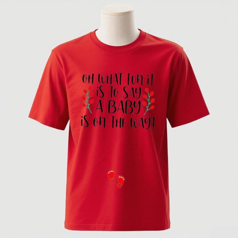 Couple Christmas Pregnancy AnnounceUnisext Xmas Maternity Tee Jingle Bells Baby on The Way Mom and Dad To Be Couple Pregnancy Tee