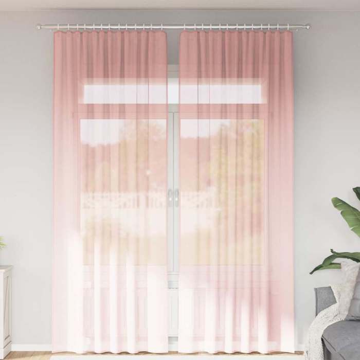 VidaXL Rideaux en voile avec passe-tringles 2 pcs rose, rideau en filet, rideau transparent, voile de fenêtre, traitement de 4102200