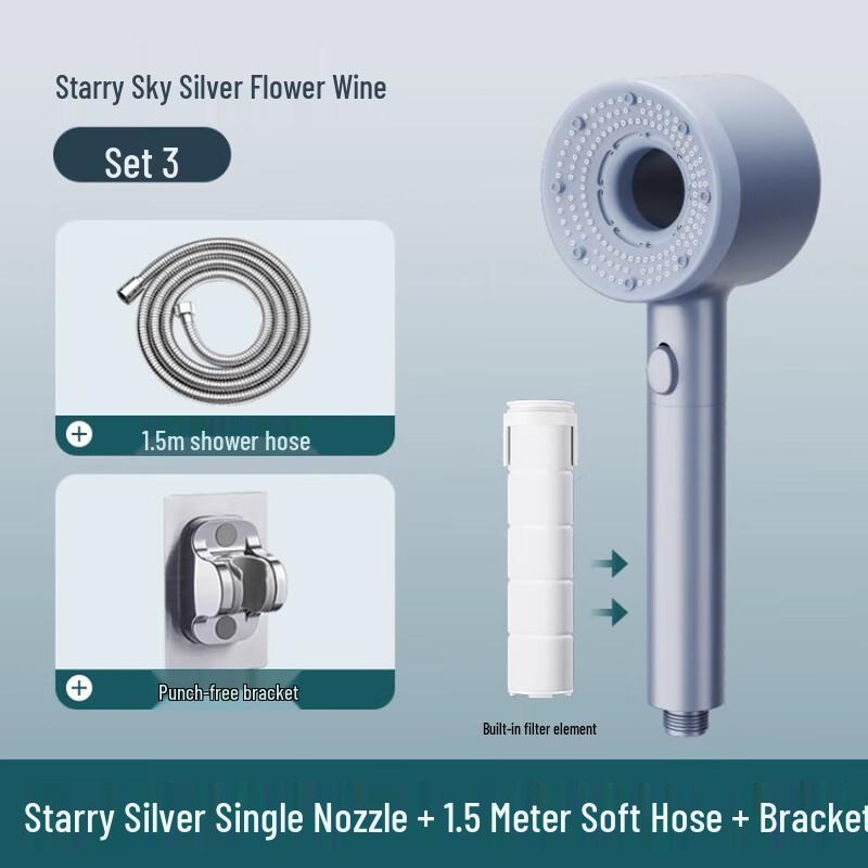 Handheld Pressurized Shower Head with Filter