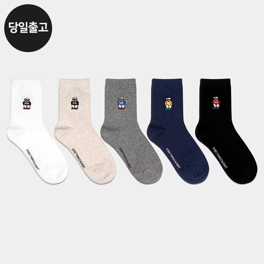 

PG Women s/Student Teddy Bear Mid-Calf Socks (5 Pairs) Set Daily Student Girls Fashion