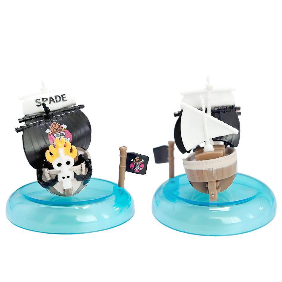 One Piece blind box 1-8pcs Anime Ship Figure Luffy Model Toy kawayi Mini Boat Pirate Ship Navy Going Merry Boat  Assembled Model