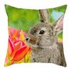 45X45Cm Rabbit Photo Cushion Cover Grey Pattern Pillow Polyester Pillowcase