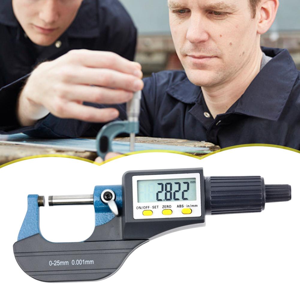 Micrometru digital cu suport 0-25 mm, ecran LCD, micrometru electronic pentru exterior, cu linie de scală 0,01 mm, instrument de ecartament de înaltă precizie