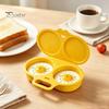 Microwave Safe Egg Tool Dual Cavity Poacher with Lid & Handle, Quick-Heat Steamer Compact Boiler for Dorms 2 Eggs, Oil-Free Cooking Tool, Food-Grade