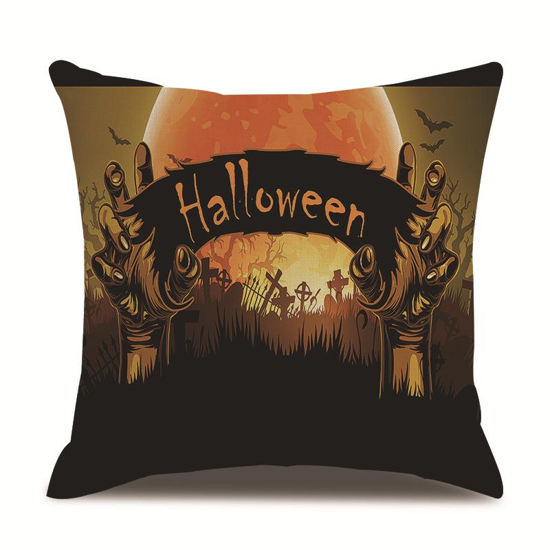 Halloweenský lněný povlak na polštář Tištěný povlak na polštář