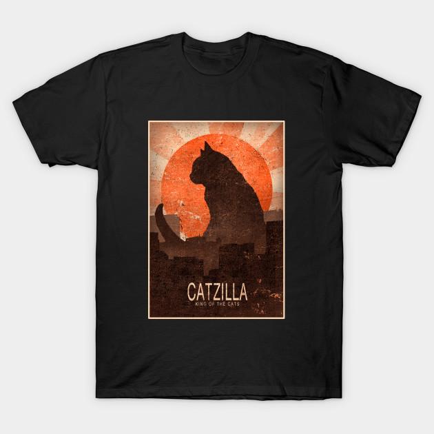 

Men Black Print T-shirt Catzilla No-Cut Transfer Paper Print Cotton Tshirt L чорний