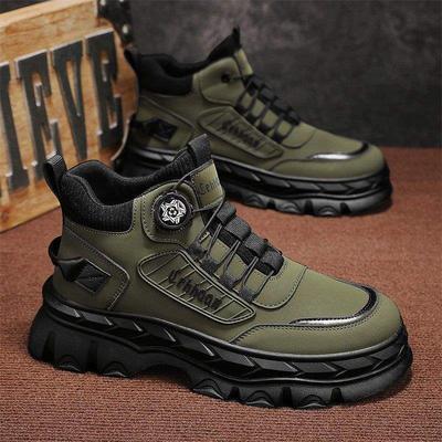 Autumn Trendy Shoes Men's Martin Boots Korean Version of the Trend, Casual Breathable Short Boots High-top Winter Warm Snow Boots