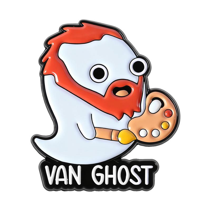 Artists Painters Puns Enamel Pins Custom Van Gogh Ghost Monet Money Picasso Brooches Lapel Badges Jewelry Gift for Friends