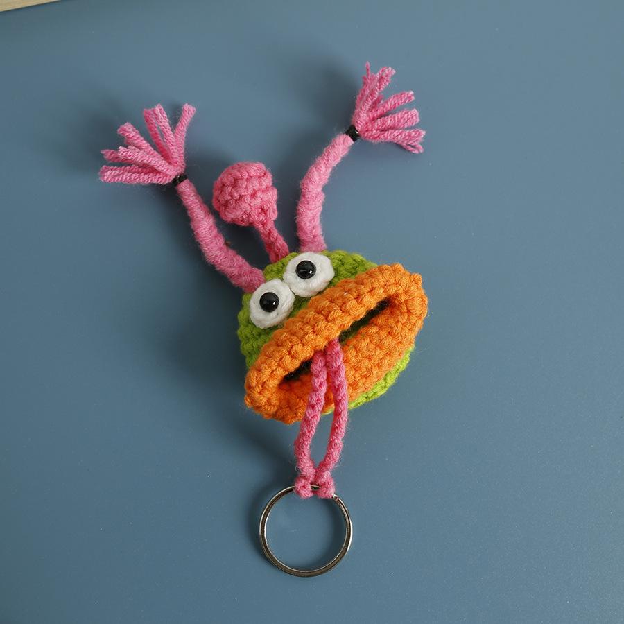 Funny Sausage Mouth Doll Series Crochet Bag Keychain For Car Keys Holder Knitting Doll Keyrings For Key Storage Custom Accessory