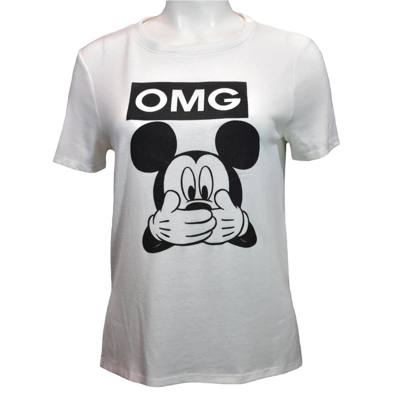 

Women s Disney MICKEY MOUSE-OMG-Graphic TShirt , White & Black, NEW 4XL