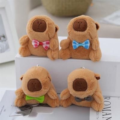 11CM Simulation Small Capybara Plush Toy Pendant Cute Capibala Doll Backpack Hanging Ornament Random Style