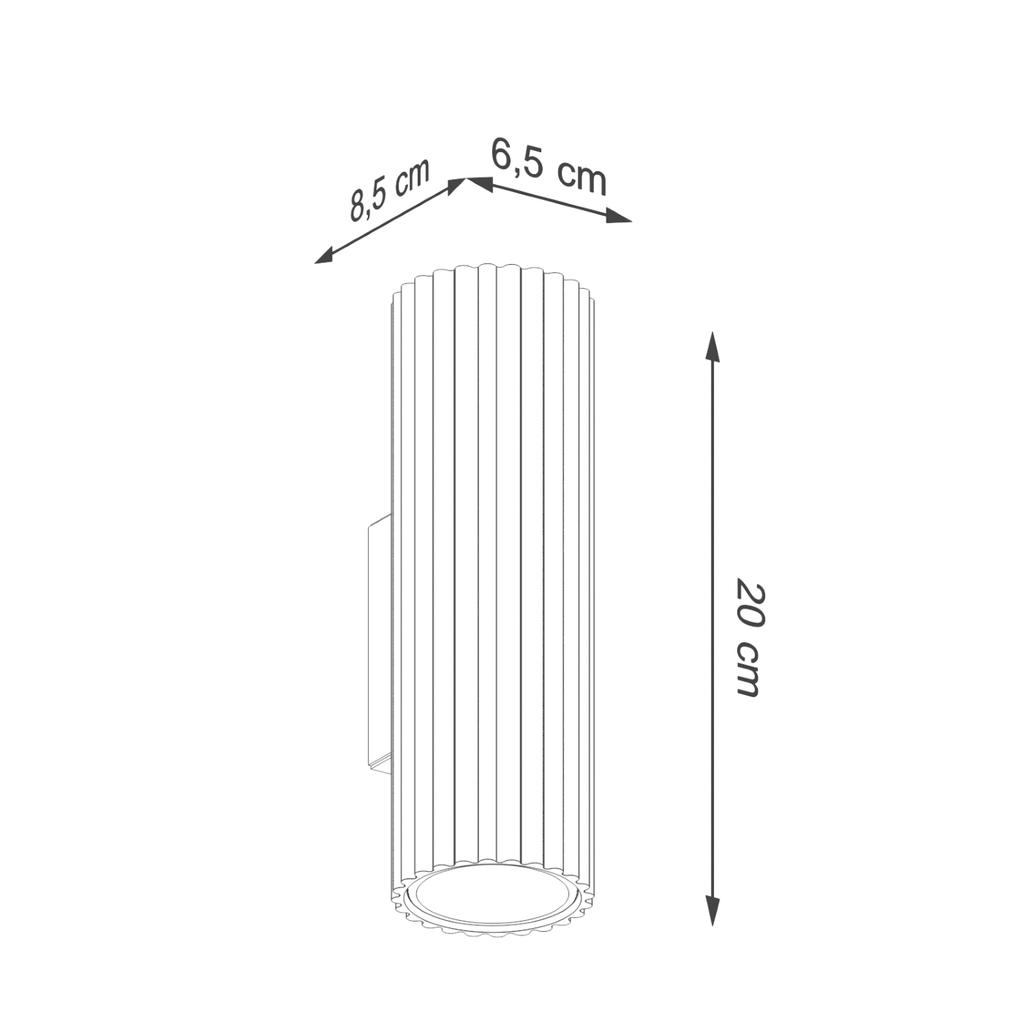 Kinkiet Ścienny Nowoczesny Biały Karbowana Tuba 20 Cm Góra Dół Do Salonu Przedpokoju 2Xgu10 10W Karbon Sollux Lighting