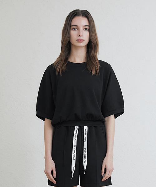 Reina Mora Recycled Crop Half Sweatshirt Black M