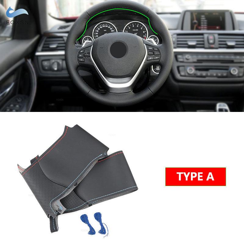 Potah na volant pro BMW řady 1 2 3 F20 F21 F22 F30 F34 F36 Perforovaný kožený lem z mikrovlákna s jehlami a