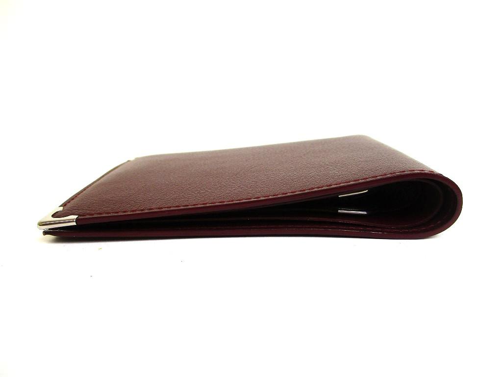 Authentische Cartier Must de Cartier Bordeaux Leder Bifold Geldbörse #b133 Geöffnete Schachtel
