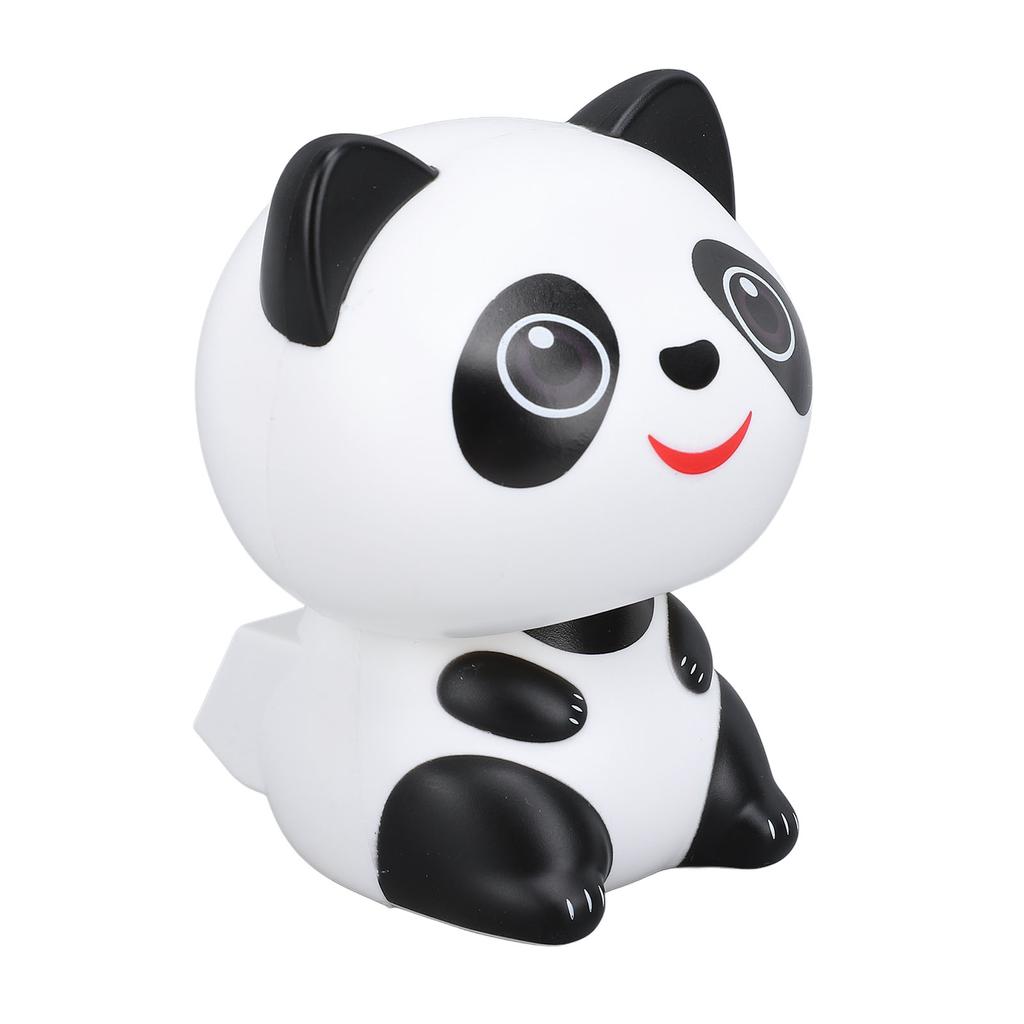 Solar Powered Nodding Panda Figurine ABS Light Sensing Cute Smiling Panda Car Dashboard Ornament for