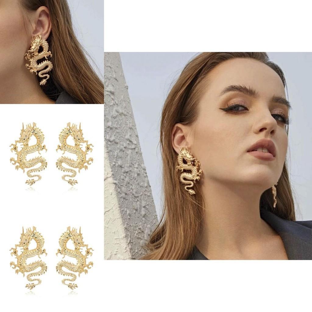 Trendy Exquisite Alloy Dragon Earrings Fashionable Unique Charm Jewelry For Women