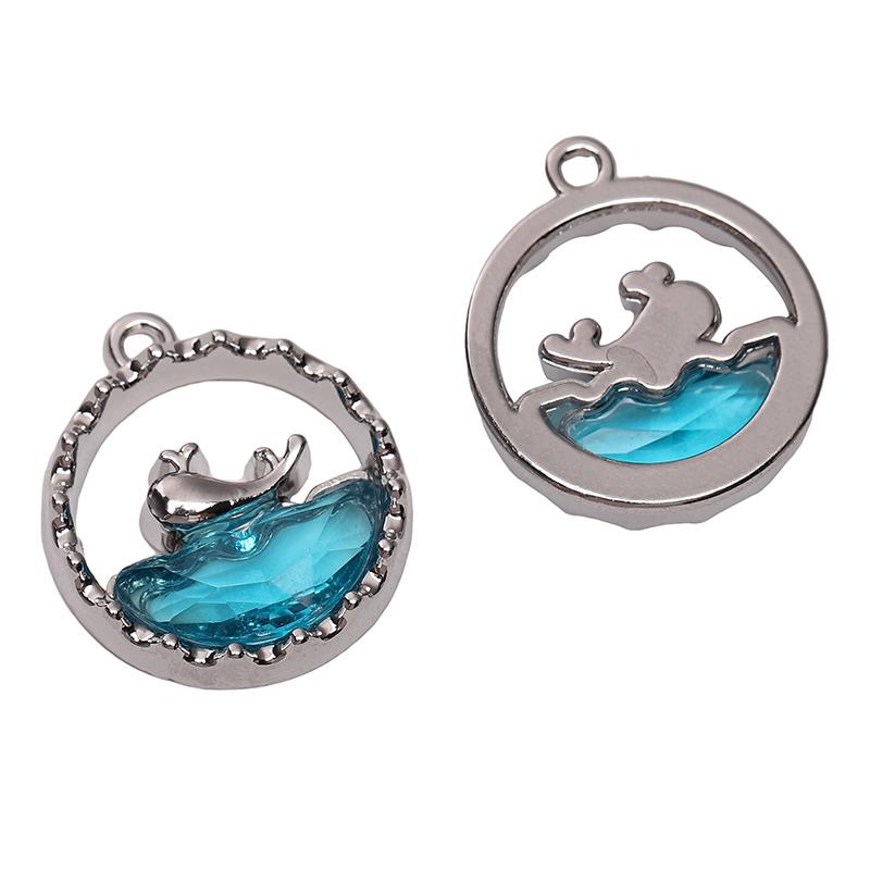 1pc/bag Alloy Inlaid Glass Pendant DIY Bracelet Necklace Earrings Jewelry Accessories