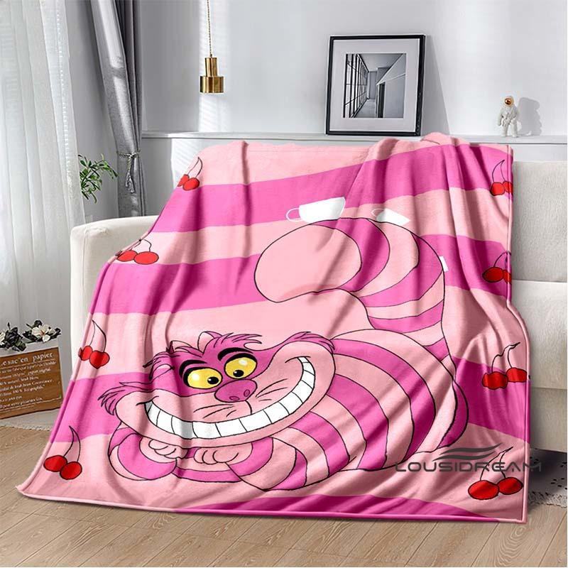 Alice in Wonderland Cartoon Print Plush Blanket, Extra Large Size, Warm and Comfortable, Suitable for Bed and Sofa Decoration.