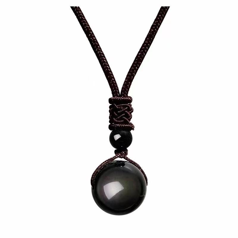 16mm Tiger Eye & Amethyst Obsidian Pendant Necklace for Men