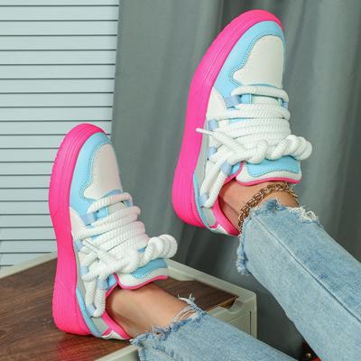 Spring and Autumn New Platform Skateboard Shoes Breathable and Comfortable Casual Sports Shoes Lace-up Outdoor Trendy Shoes