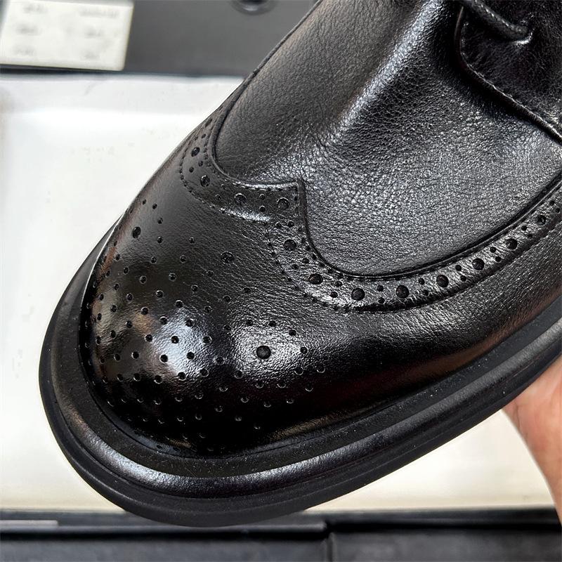 Brock Kožené Pánské Společenské Obchodní Kožené Prodyšné Ženich Svatba Boty Britský Styl Pánské Kožené Boty Zvýšená Platforma
