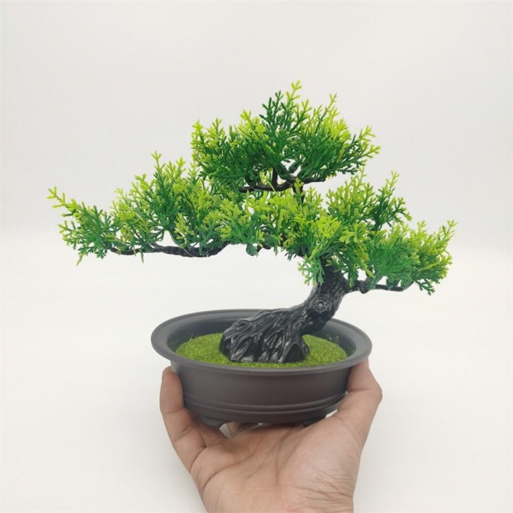 Zielone Sztuczne Drzewko Bonsai Sosna Pozdrowień Sztuczna Roślina w Doniczce Sztuczna Roślina Zielona Dekoracja Domu
