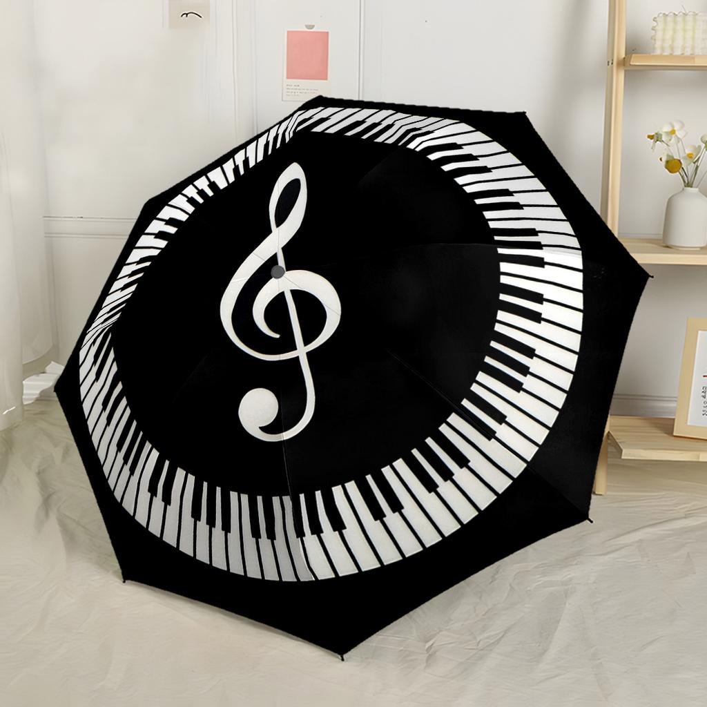 Music And Art Harmony Portable Automatic Umbrella Retractable Design with 8-Rib Durability Foldable Design for Outdoor Daily Use Fashion Lovers