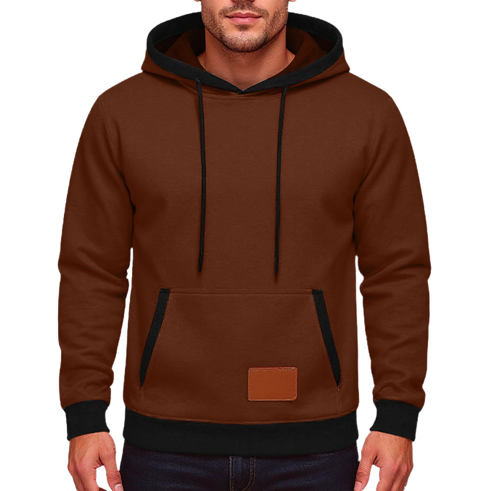 

Спортивный костюм с капюшоном, унисекс, одежда для бега, пуловер с длинными рукавами, толстовка с капюшоном L кофейный