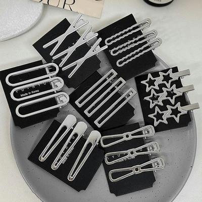 3Pcs Girl Hairpin Star Decor X-shaped Spring Hair Pin Stable Clamping Force Non-Slip Metal Texture Hair Clips Broken Hair Fixer