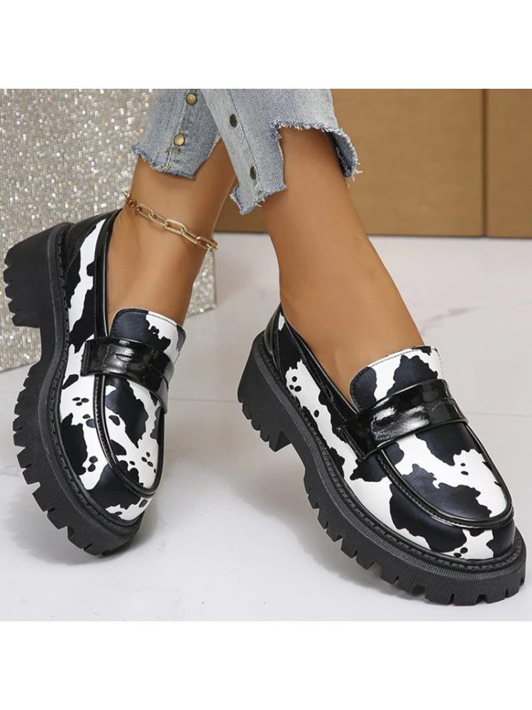 Women's Loafers Fashion Casual Zebra Stripes Loafers Shoes for Women Plus Size New Spring Autumn Round Toe Platform Female Shoes