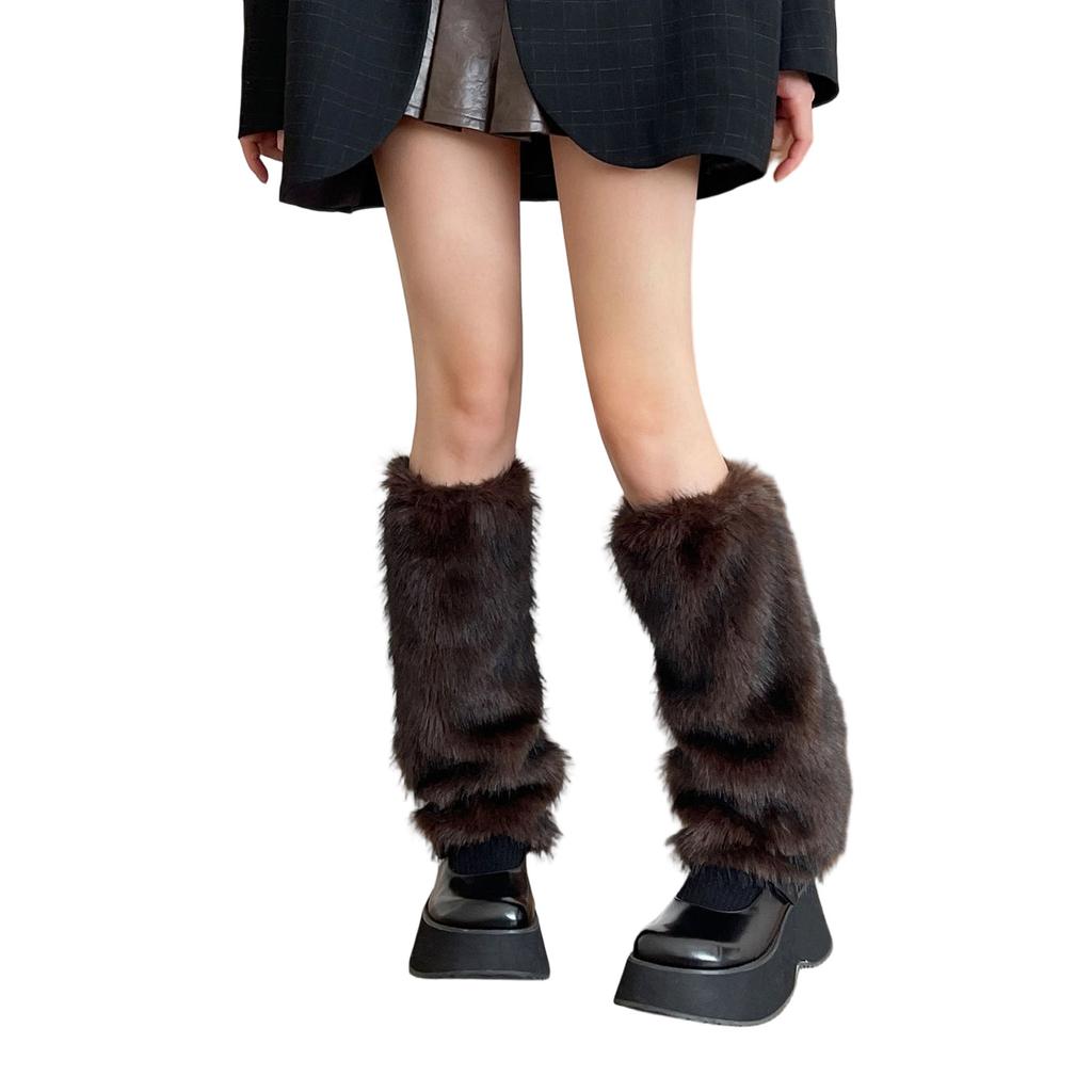 Multi Purpose Plush Leg Protectors Elastic Edge Design Socks Cover Winter Warm Legwear For Women Indoor Outdoor