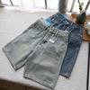 2025 Summer Women's Korean Style Mid-Length Slimming Straight-Leg Petite Jeans Shorts