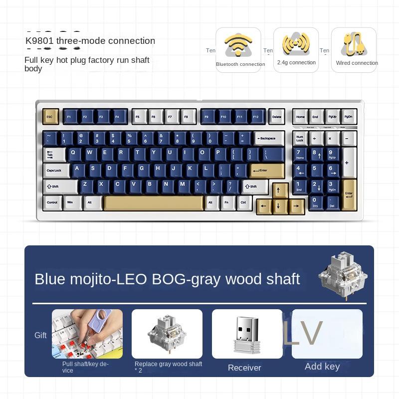 MCHOSE K980: Plně přizpůsobitelná mechanická klávesnice s funkcí Hot-swap s plnou klávesou, bezdrátovým Bluetooth a herní klávesnicí ve třech režimech