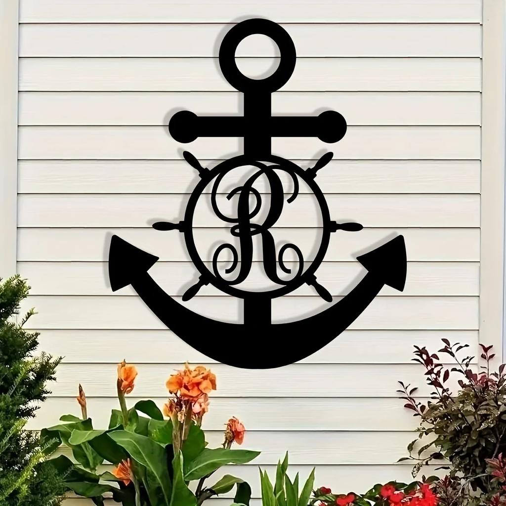 Custom Letter Anchor Metal Wall Art - Ευέλικτο, χωρίς ενέργεια, κομψή διακόσμηση για σπίτι και δώρα, τέλειο εσωτερικό και εξωτερικό