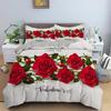 Rose Duvet Cover QueenRomantic Red Floral Bedding SetBotanical Flower Comforter Cover Farmhouse Valentine Blossom Quilt Cover