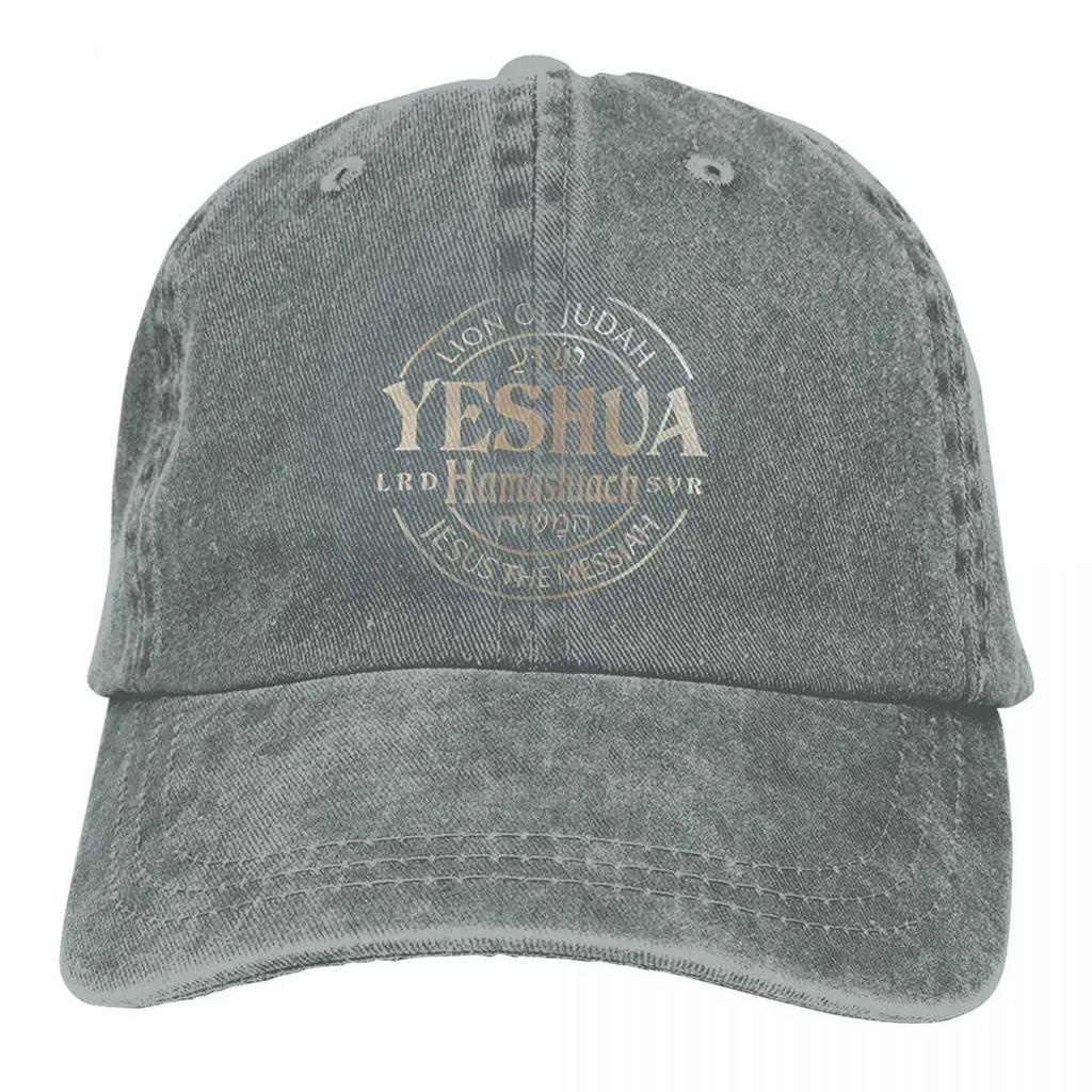 Yeshua Hamashiach Denim Baseballcaps Messias Kvinne Mann Design Truckerhatt Utendørs Treningssenter Pustende Baseballcaps