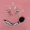 Mädchen Tierohren Kopfschmuck Schwanz Set Plüsch Haarreif Handgemacht Cosplay Zubehör
