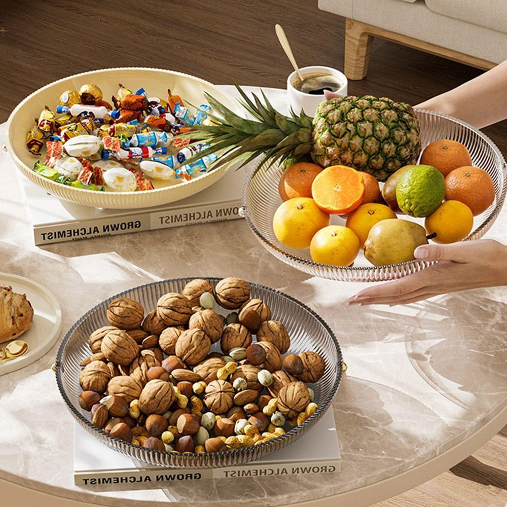 

Round Dried Fruit Candy Plate Plastic Fruit Storage Box Tripod Stand Fruit Plate Coffee Table