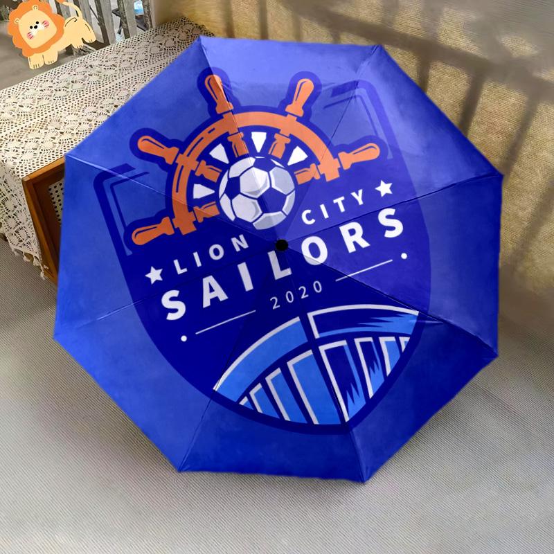 Lion City Sailors Football Club pattern, automatic folding umbrella, portable and foldable design, 8 ribs, a Christmas or birthday gift.