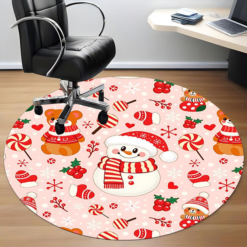 1pc Christmas ornaments Chair Carpet for Office Non Slip, Machine Washable Rug for Office, Room Holiday Decor for Christmas, Birthday Polyester
