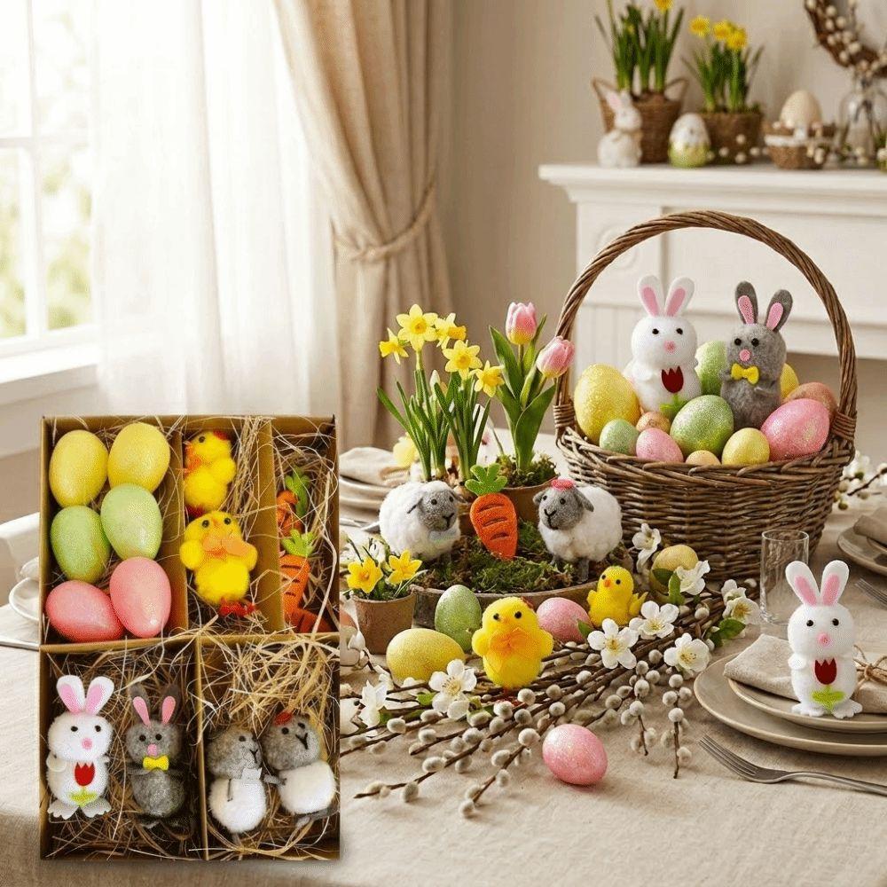 Happy Easter Easter Eggs Chick Ornament Realistic Bunny Chicken Doll  Festival Party