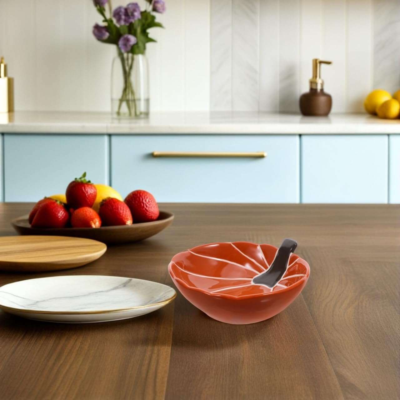 Housoutil 1PC Pumpkin Candy Bowl, Halloween Pumpkin Shaped Snack Bowl, Ceramic Cauldron Bowl French Onion Bowls Trick Or Treats Candy Holders Biscuit