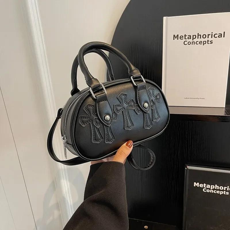 Versatile women's crossbody bag  PU material  elegant bag  high quality  cross decoration