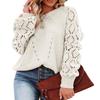 Women's Solid Color Loose Hollow Long-sleeved Round Neck Sweater