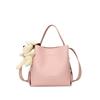 Korean new niche ins style simple lychee pattern texture portable bucket bag versatile casual foreign style messenger bag