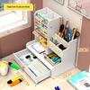 Large Capacity Wooden Desktop Organizer with Angled Pen Holder and Drawer